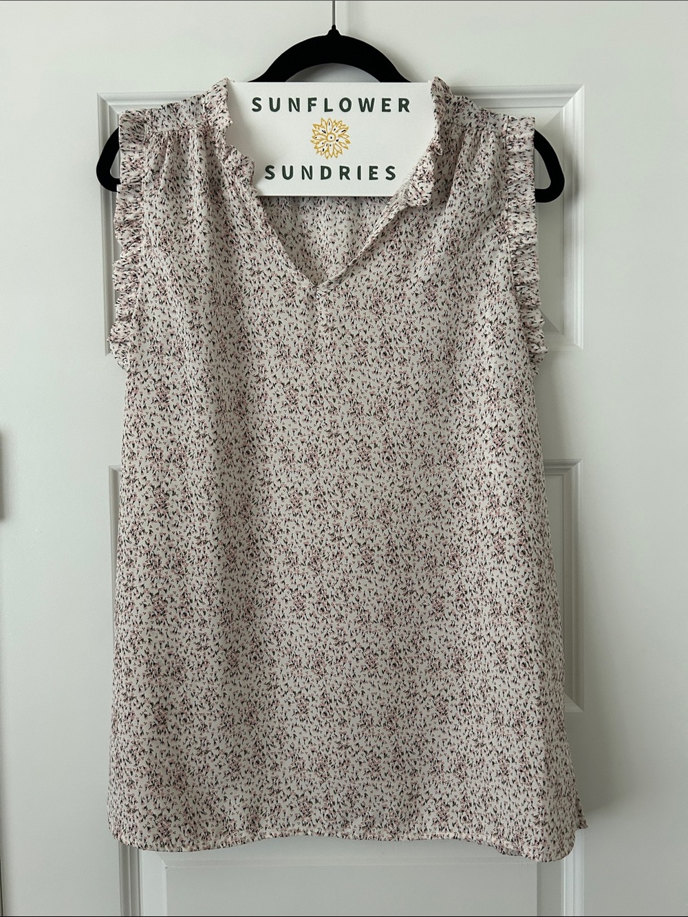 Lime & Chili Pink Floral Ruffle Sleeveless Top
